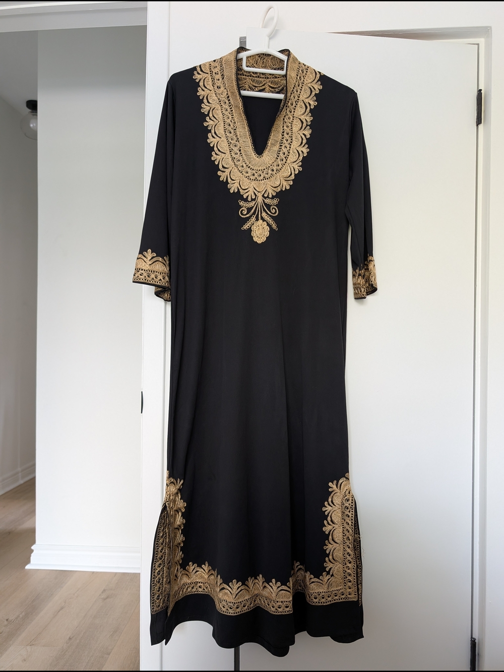 Black Dress with Gold Embroidery